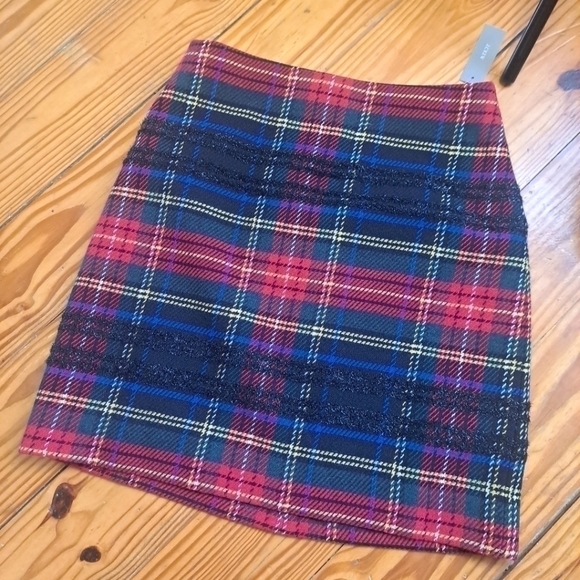 43. J. Crew K2126 Sold-Out Lurex Stewart Plaid Lined Mini Skirt NWT 2 - Picture 3 of 4